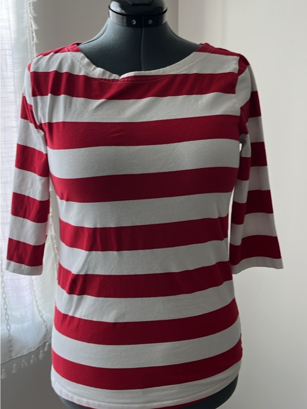 Striped Red & White Women’s Boatneck Top